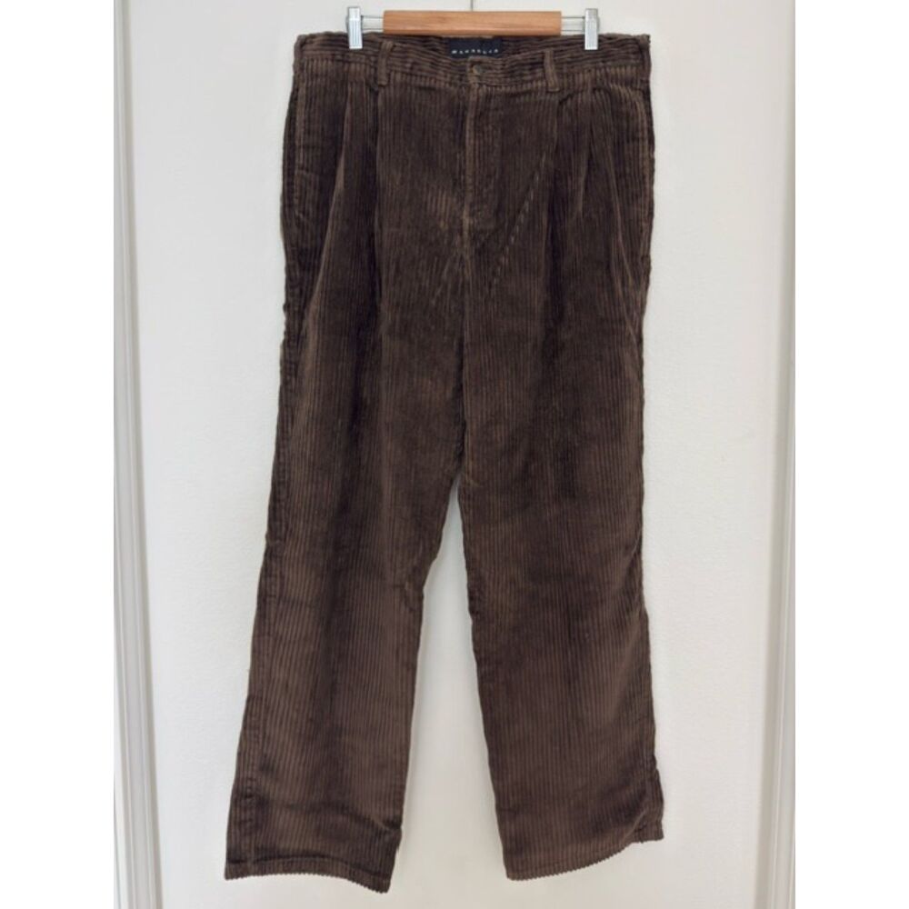 Vtg 90s Y2K Baracuta Wide Wale Corduroy Pants 36x32 Brown Pleated Grandpacore
